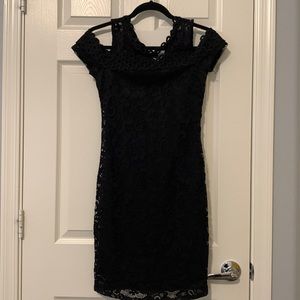 Black lace off shoulder dress